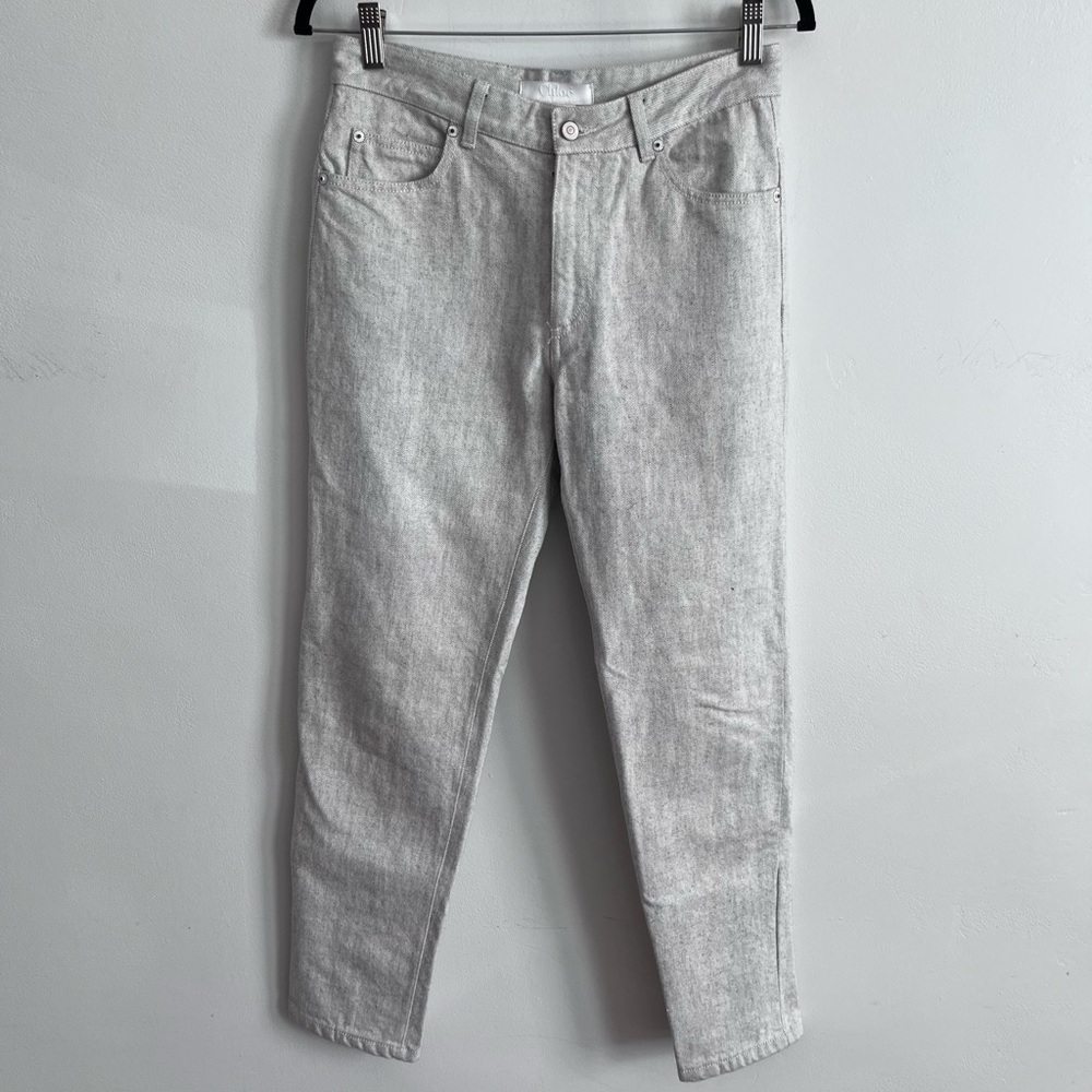 CHLOE HIGH WAIST SKINNY ZIP JEANS SELVEDGE FOR HER IN OFF WHITE size 28